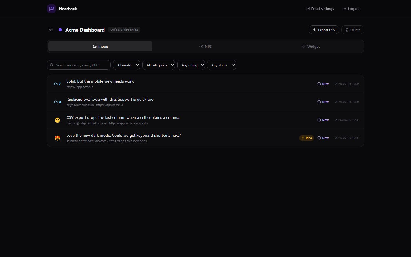 Hearback screenshot