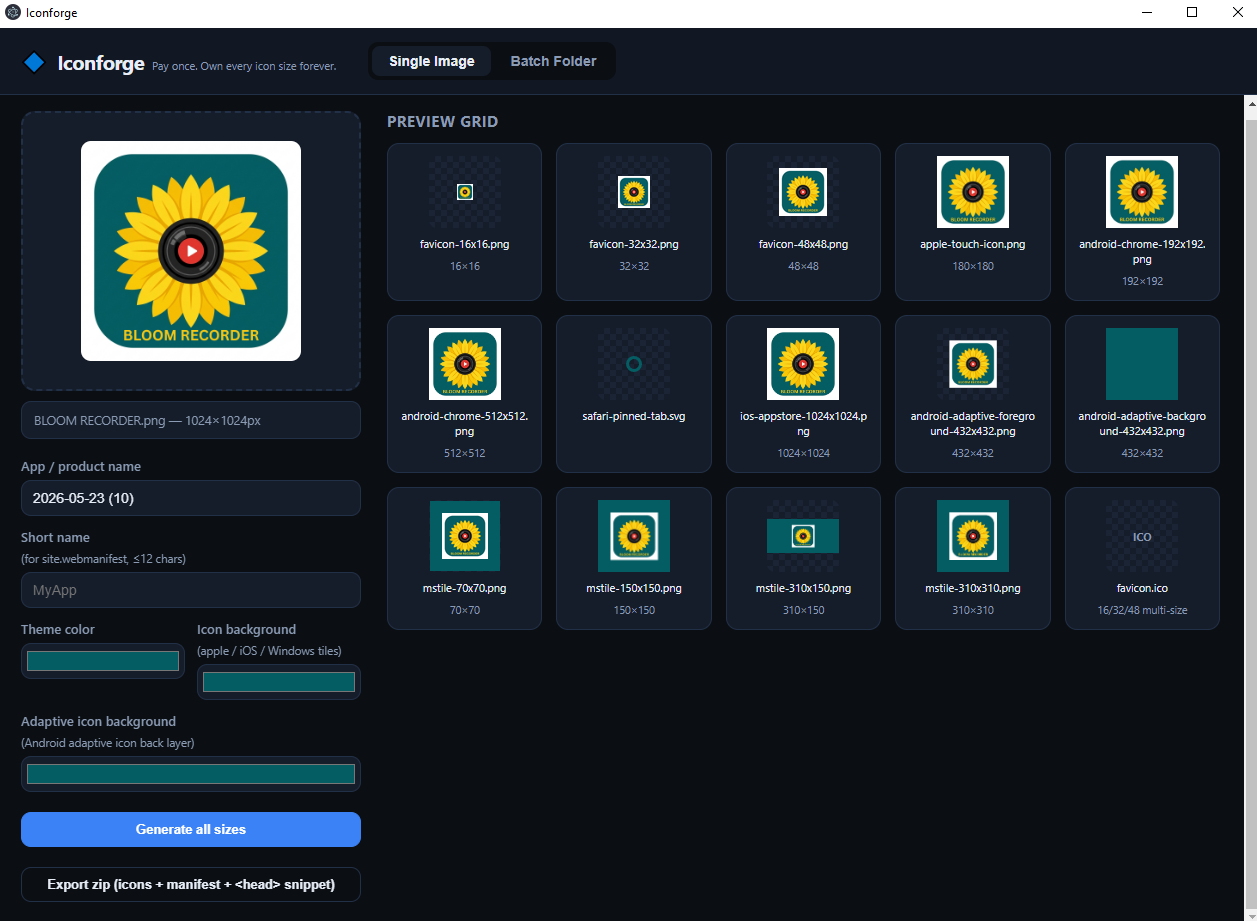 Iconforge screenshot