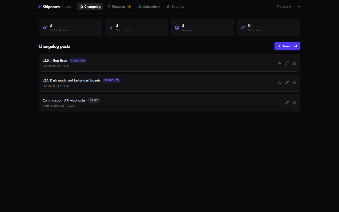 Shipnotes screenshot