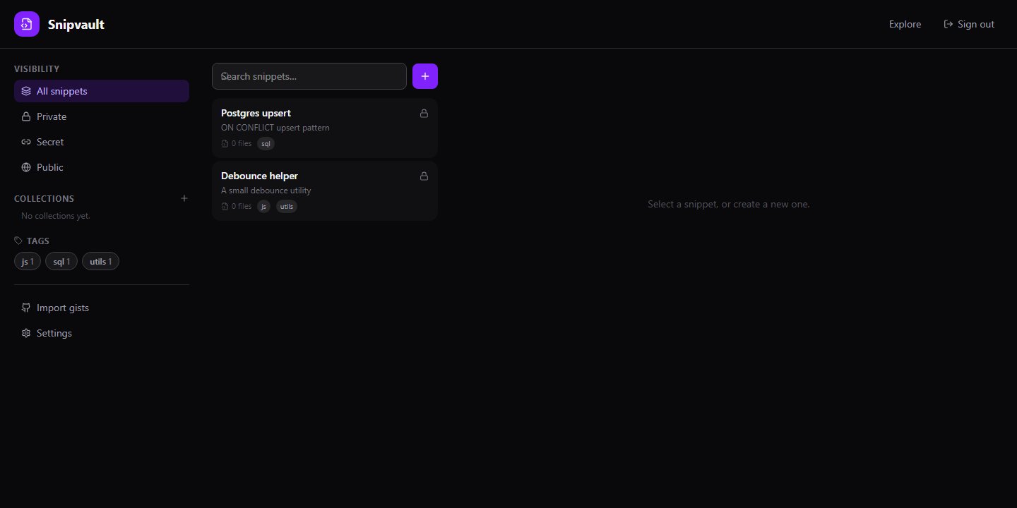 Snipvault screenshot