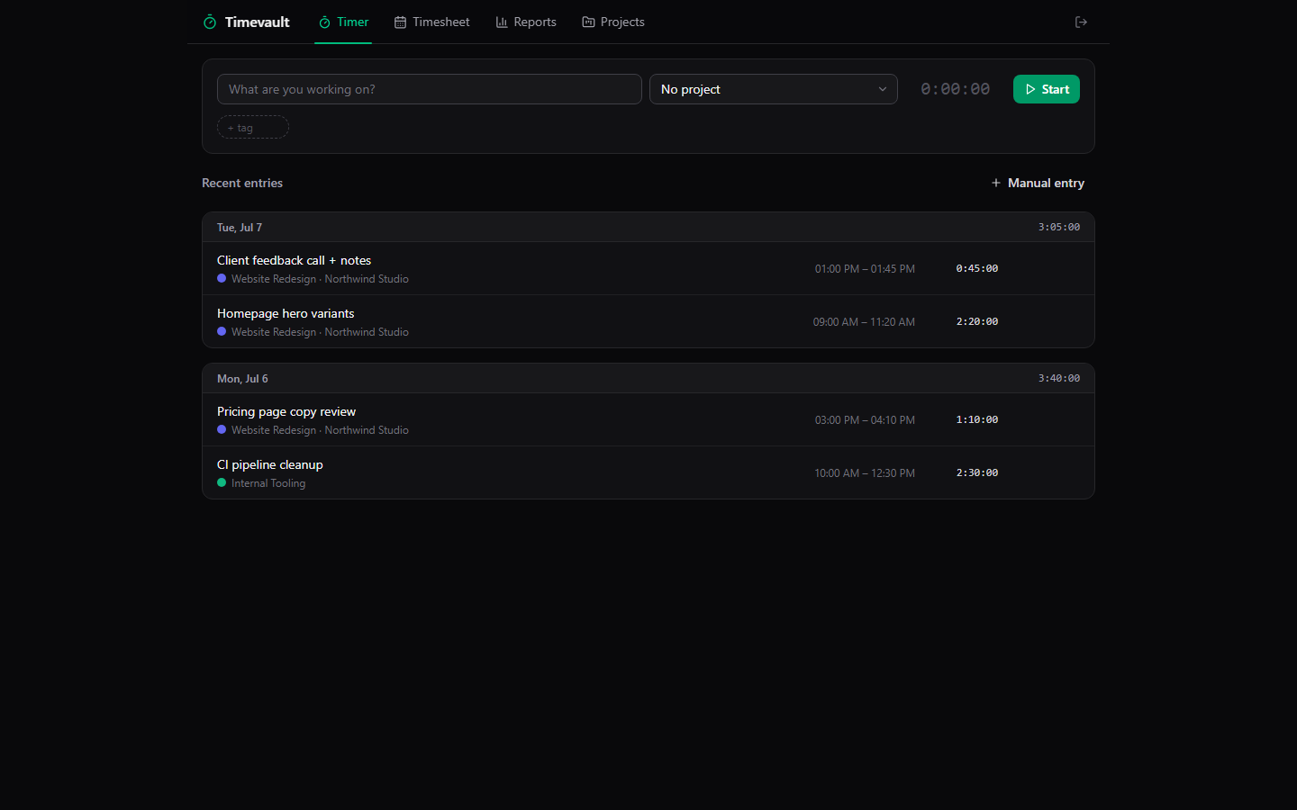 Timevault screenshot
